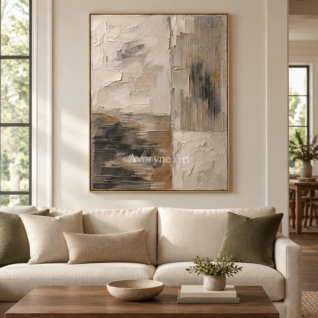 Chalk Divide: Neutral Abstract Texture Wall Art — living gold