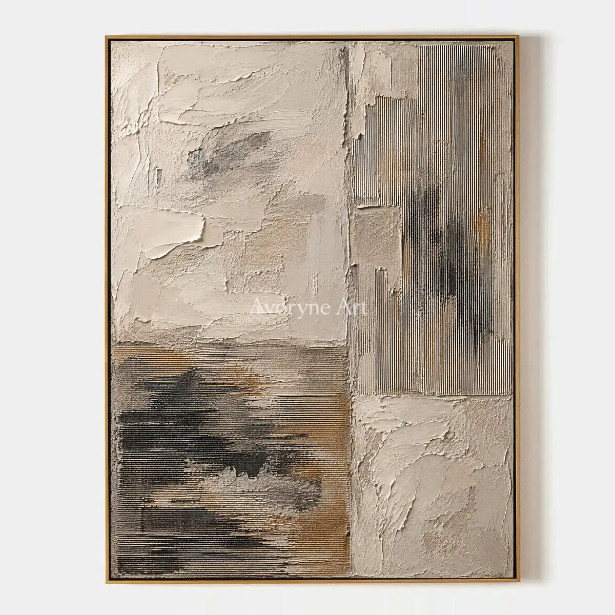 Chalk Divide: Neutral Abstract Texture Wall Art — primary