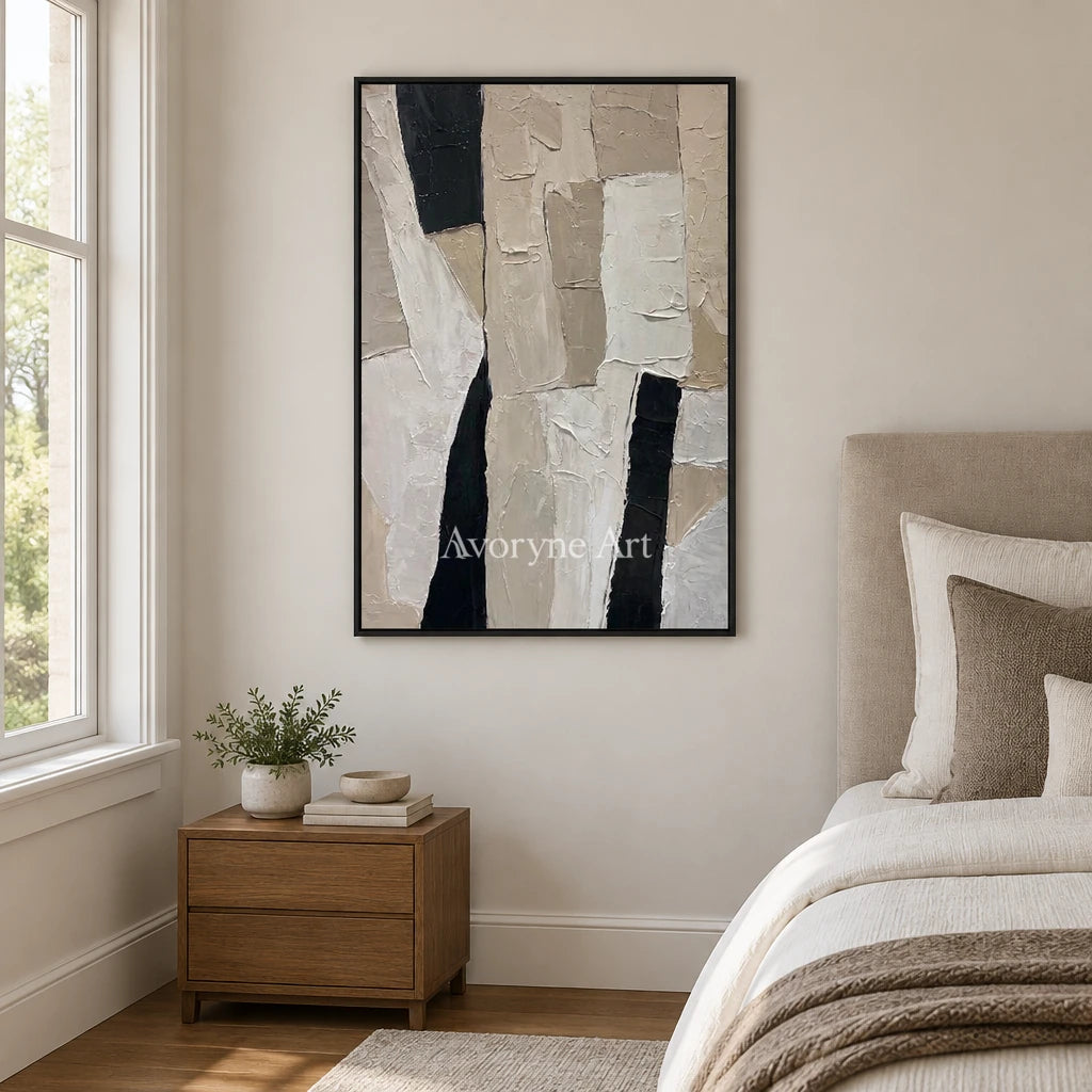 Aster Turn: Neutral Block Abstract — bedroom black