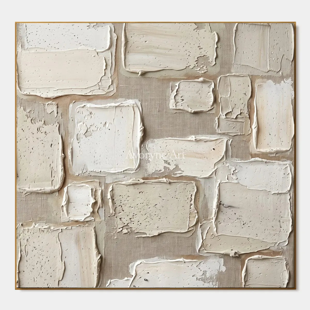 Misted Verse, hand-painted neutral block relief wall art by Lukas Meyer