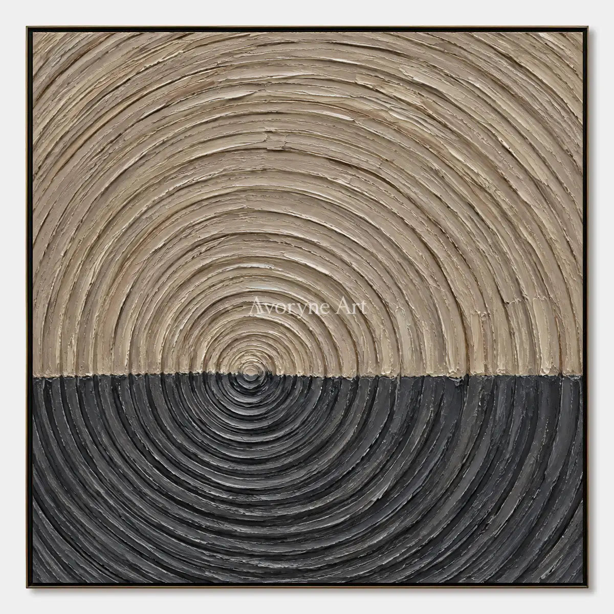 Orbit Ground: Neutral Concentric Relief Wall Art — primary