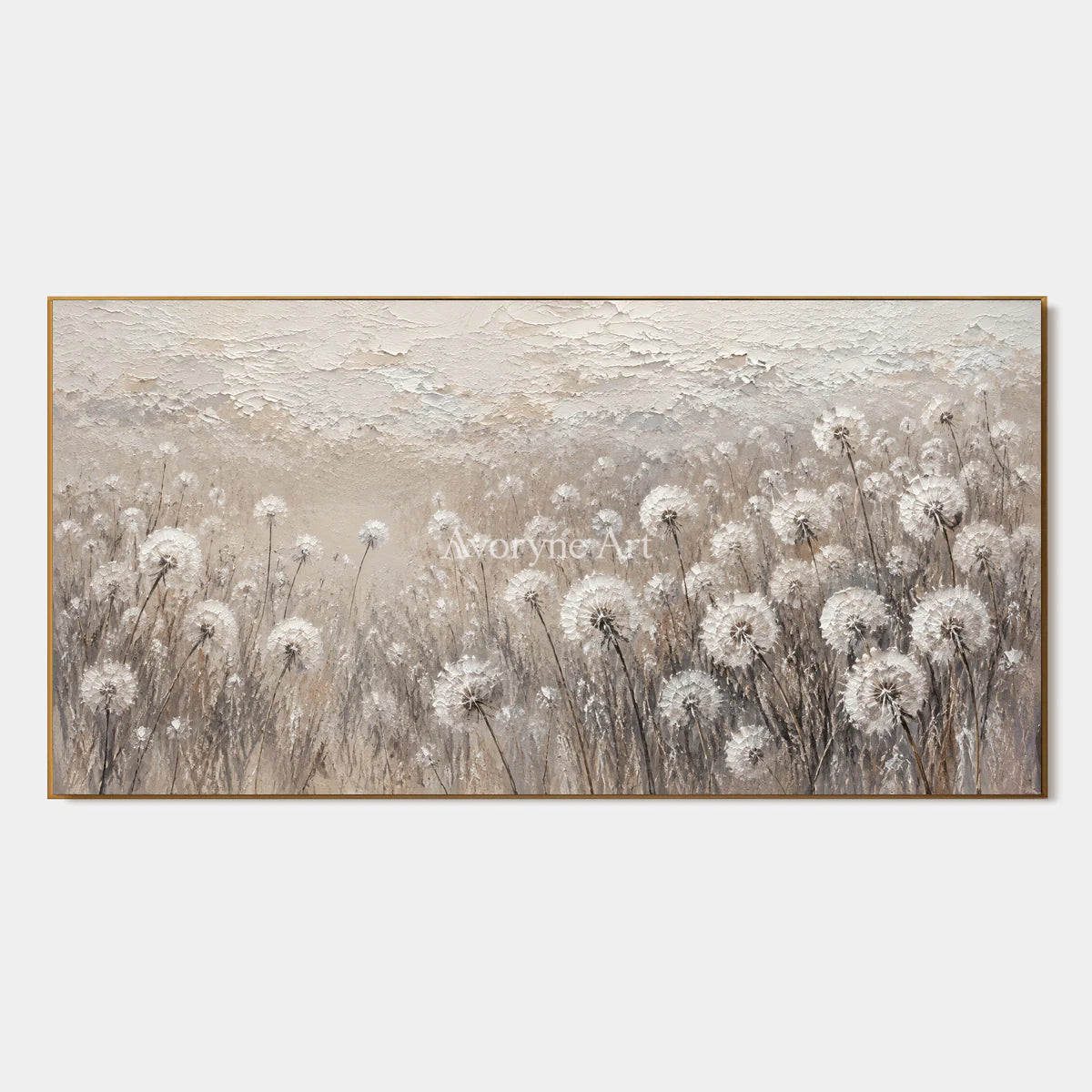 Seedlight Meadow: Neutral Dandelion Field Wall Art — primary