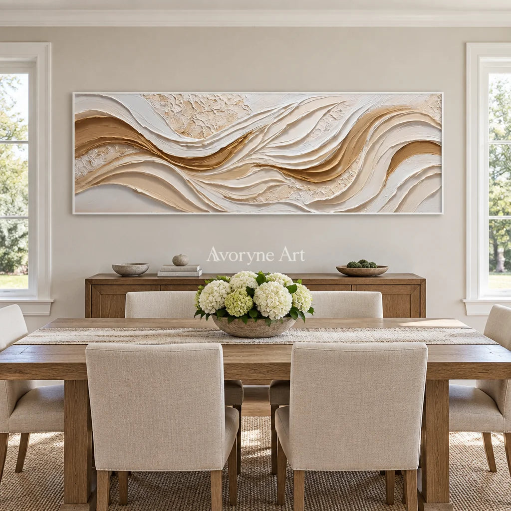 Aster Stream: Neutral Flow Relief — dining white