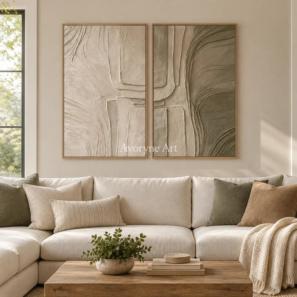 Aster Furrow: Neutral Fold Diptych — villa wood