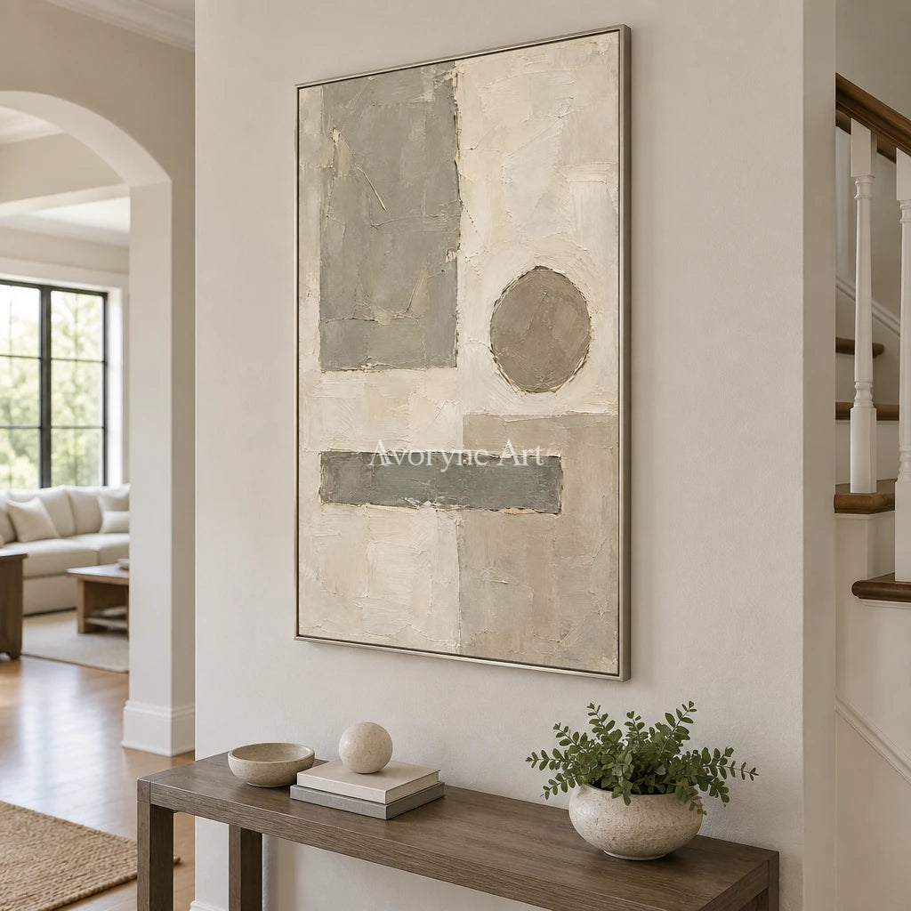Sage Measure: Neutral Geometric Abstract Art — entry silver