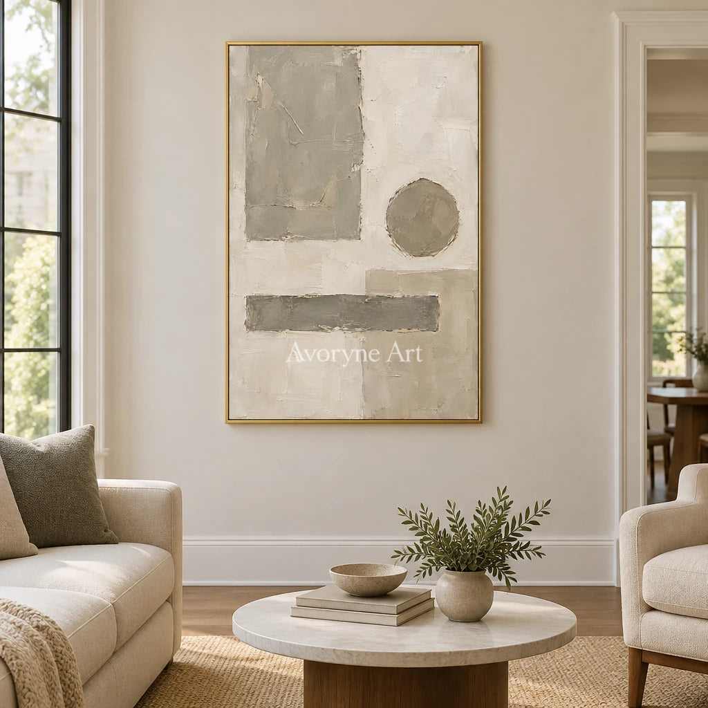 Sage Measure: Neutral Geometric Abstract Art — living gold