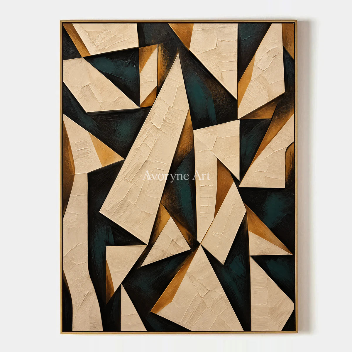 Folded Angles: Neutral Geometric Abstract Wall Art — primary