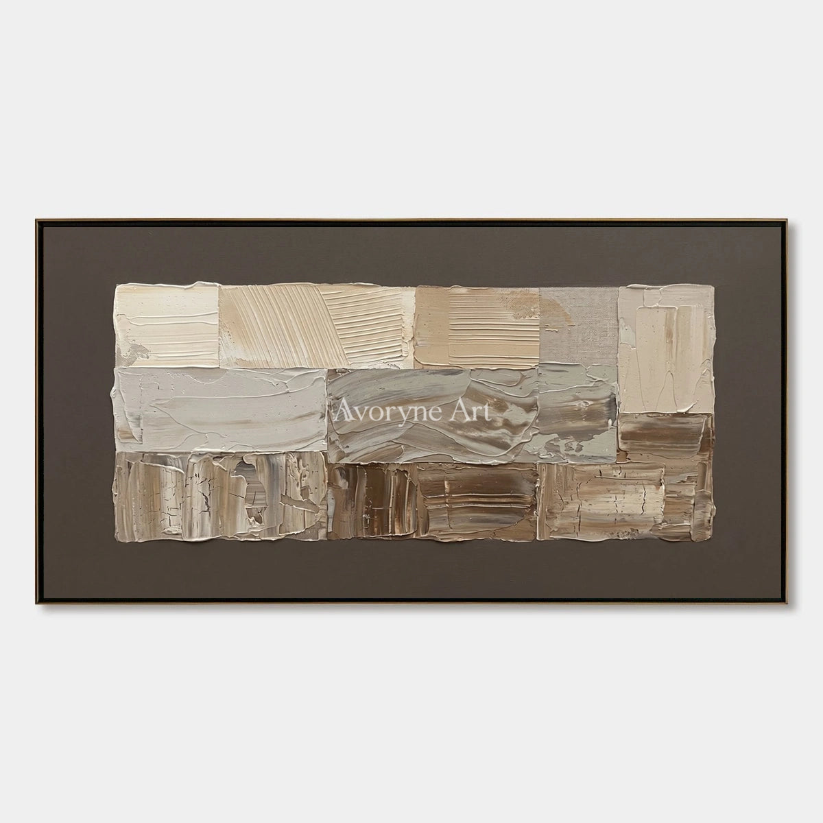 Hushed Interval, hand-painted neutral geometric relief wall art by Lukas Meyer