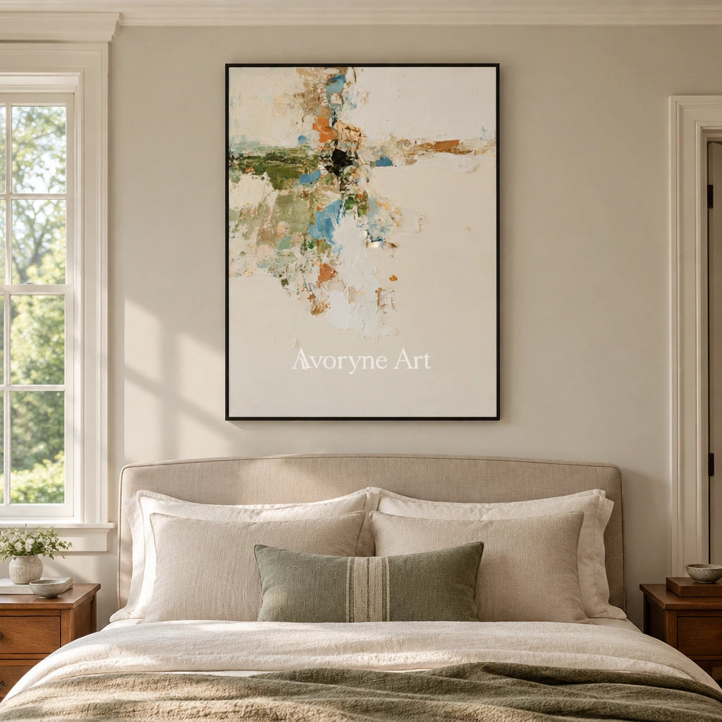Ivory Winding Trace: Neutral Gesture Art — bedroom black