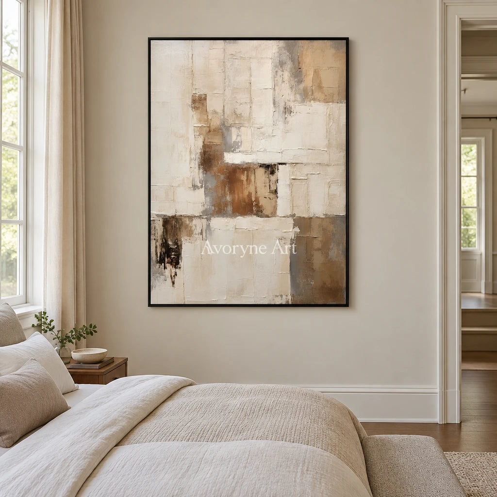 Aster Sable: Neutral Layered Abstract — bedroom black
