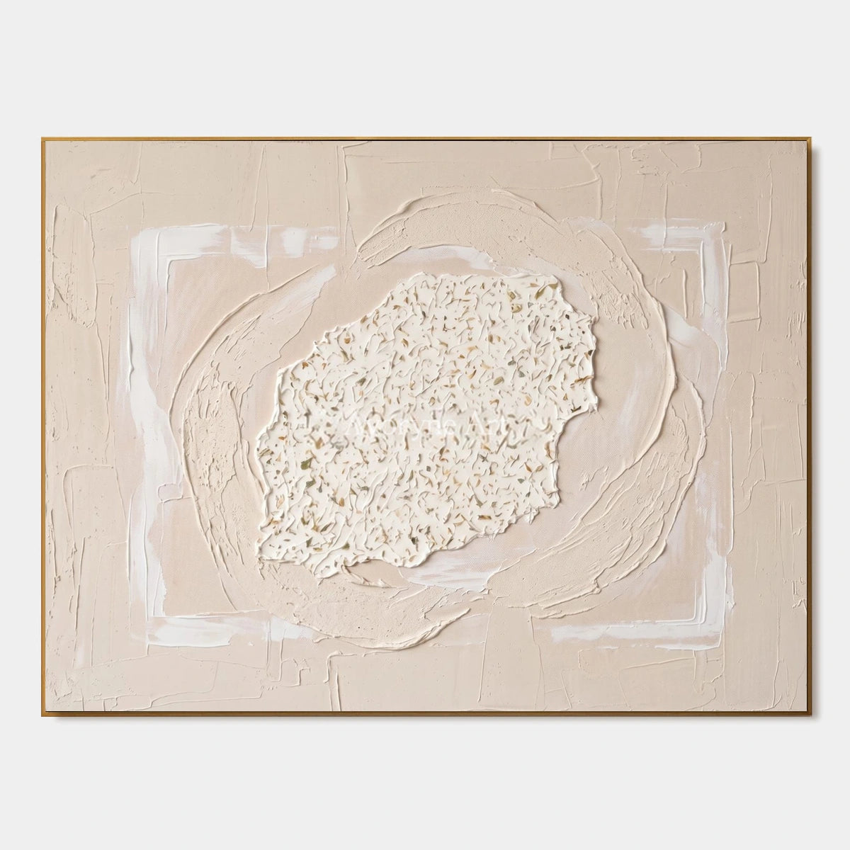 Misted Field, hand-painted neutral layered relief wall art by Lukas Meyer