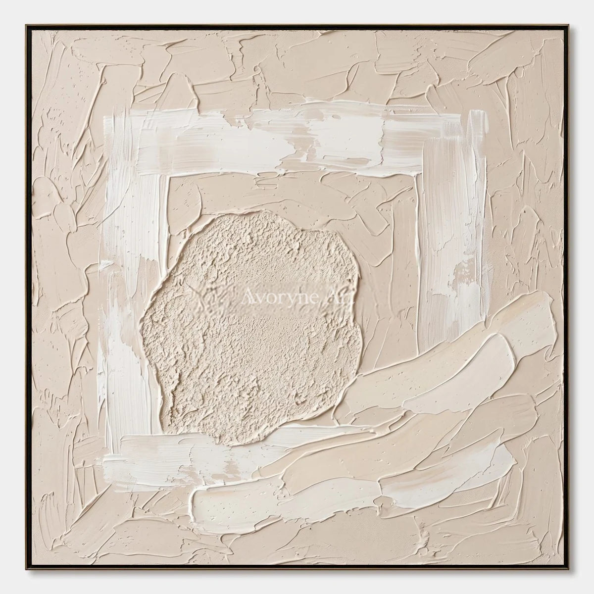 Weathered Trace, hand-painted neutral layered relief wall art by Lukas Meyer