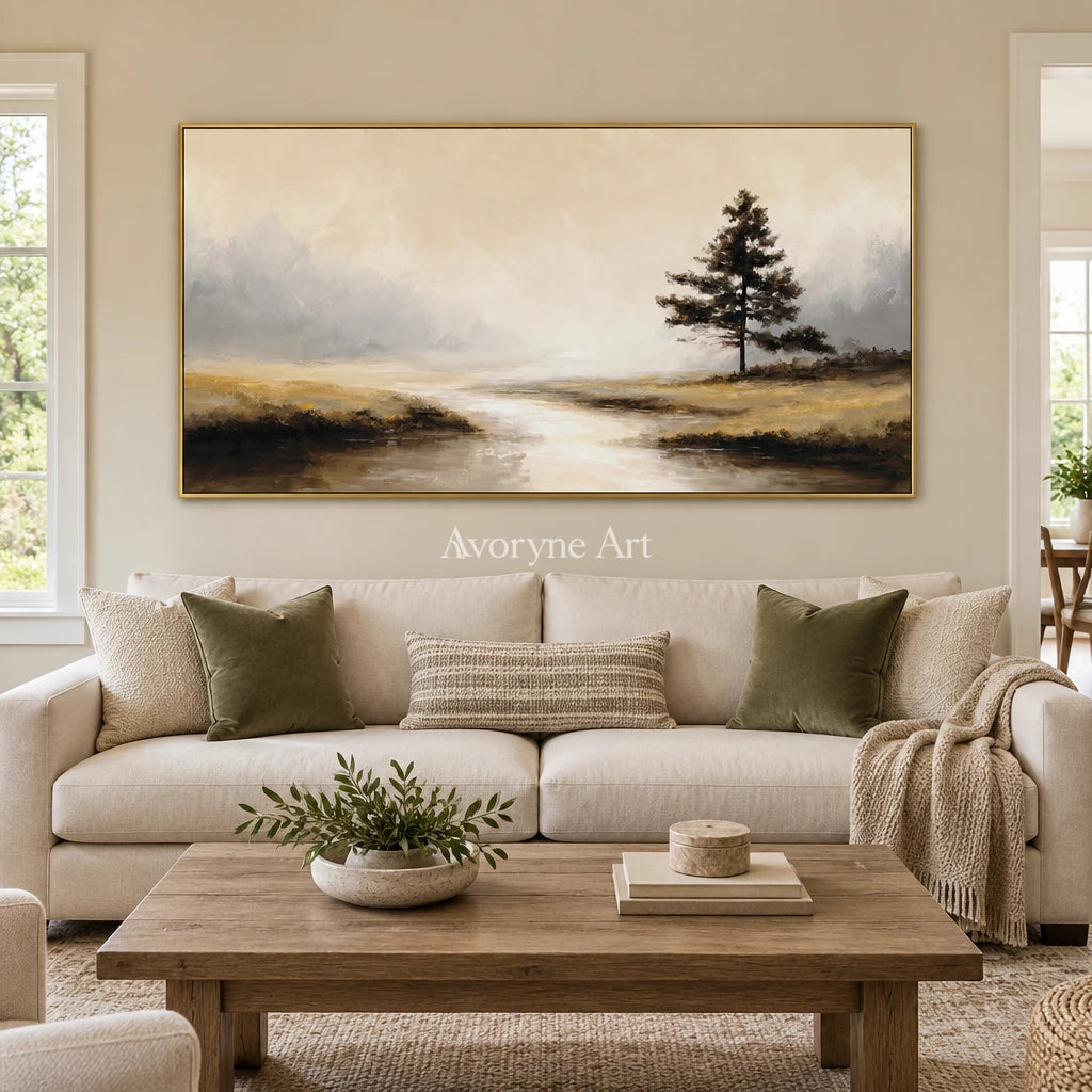 Aster Reed: Neutral Mist Landscape — living gold