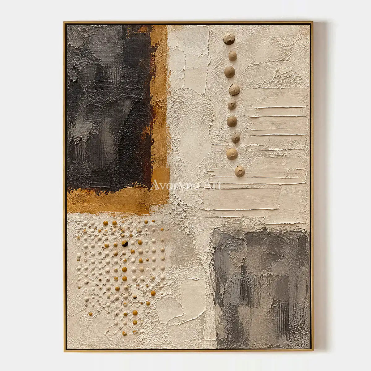 Cinder Mosaic: Neutral Mixed Texture Wall Art — primary