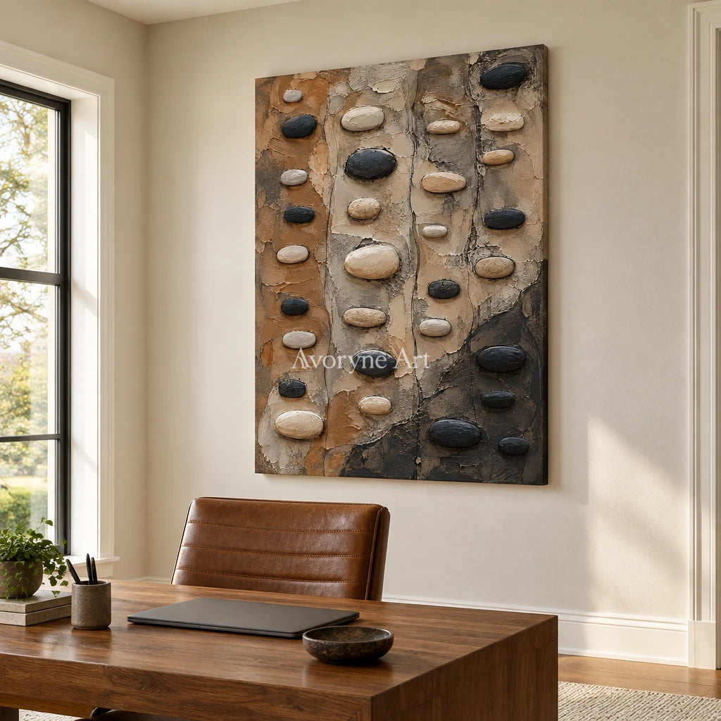 Pebble Interval: Neutral Organic Texture Wall Art — office frameless
