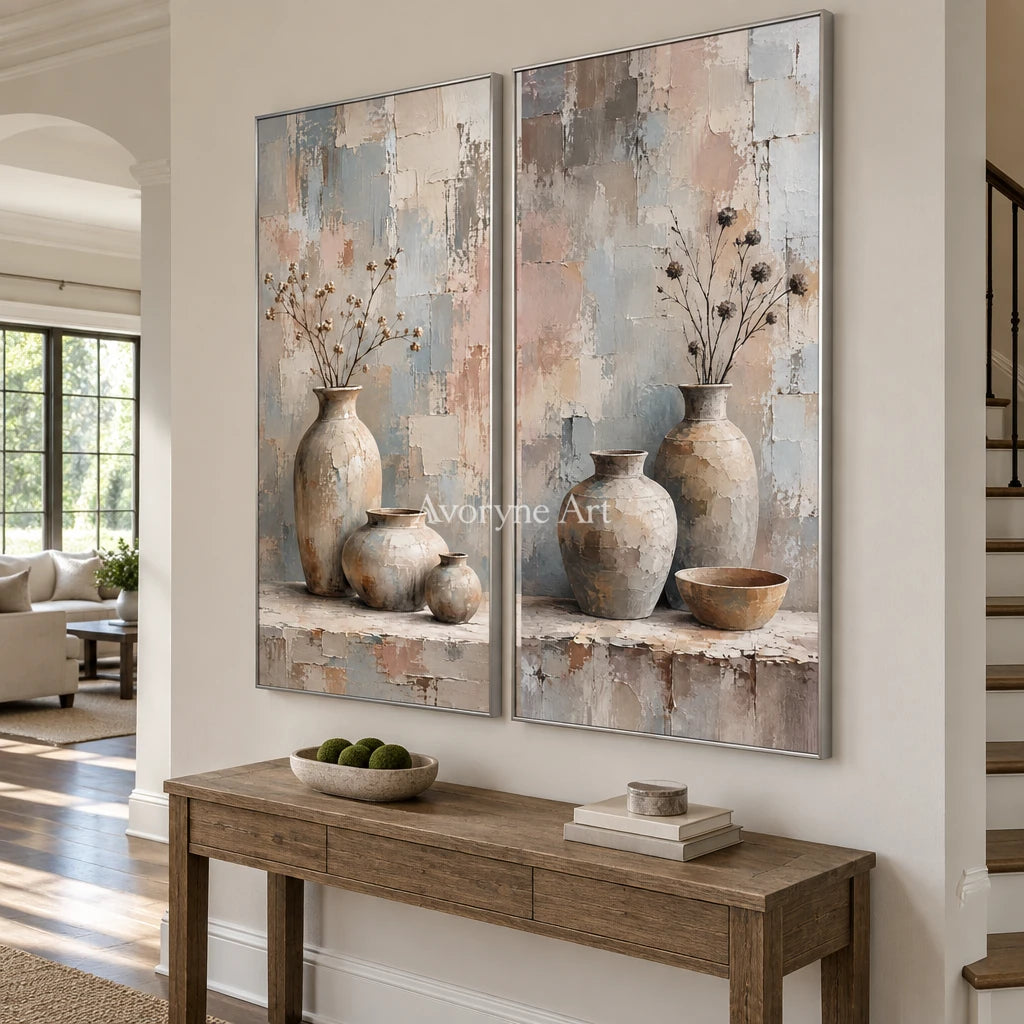 Vessels Remembered: Neutral Still Life Diptych — entry silver