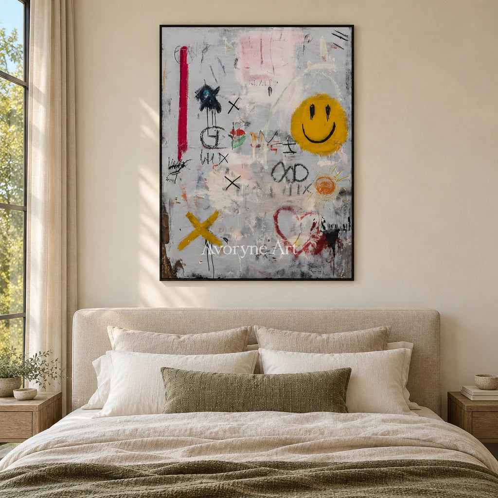 Ivory Distant Echo: Neutral Symbol Art — bedroom black