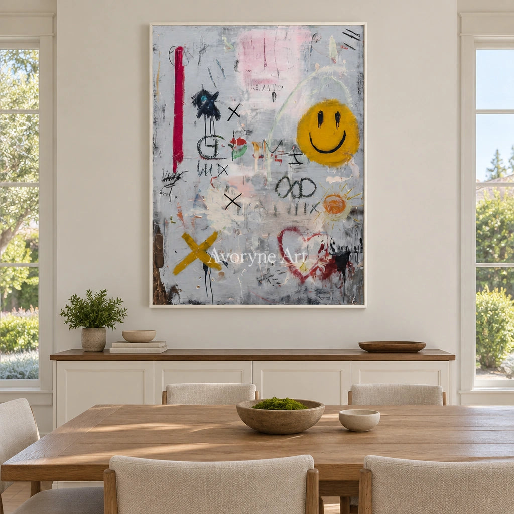 Ivory Distant Echo: Neutral Symbol Art — dining white