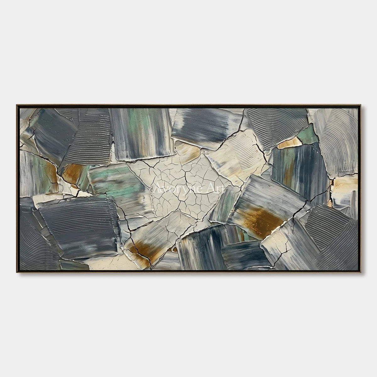 Mineral Gesture, hand-painted neutral texture mosaic wall art by Lukas Meyer