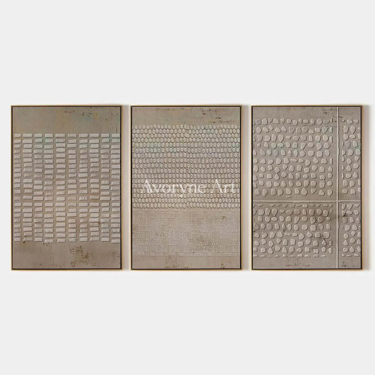 Archive of Earth: Neutral Textured Triptych Wall Art - main