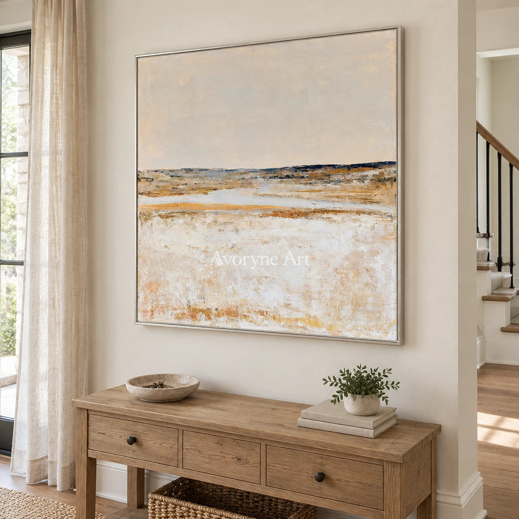 Ivory Gentle Drift: Neutral Wetland Art — entry silver