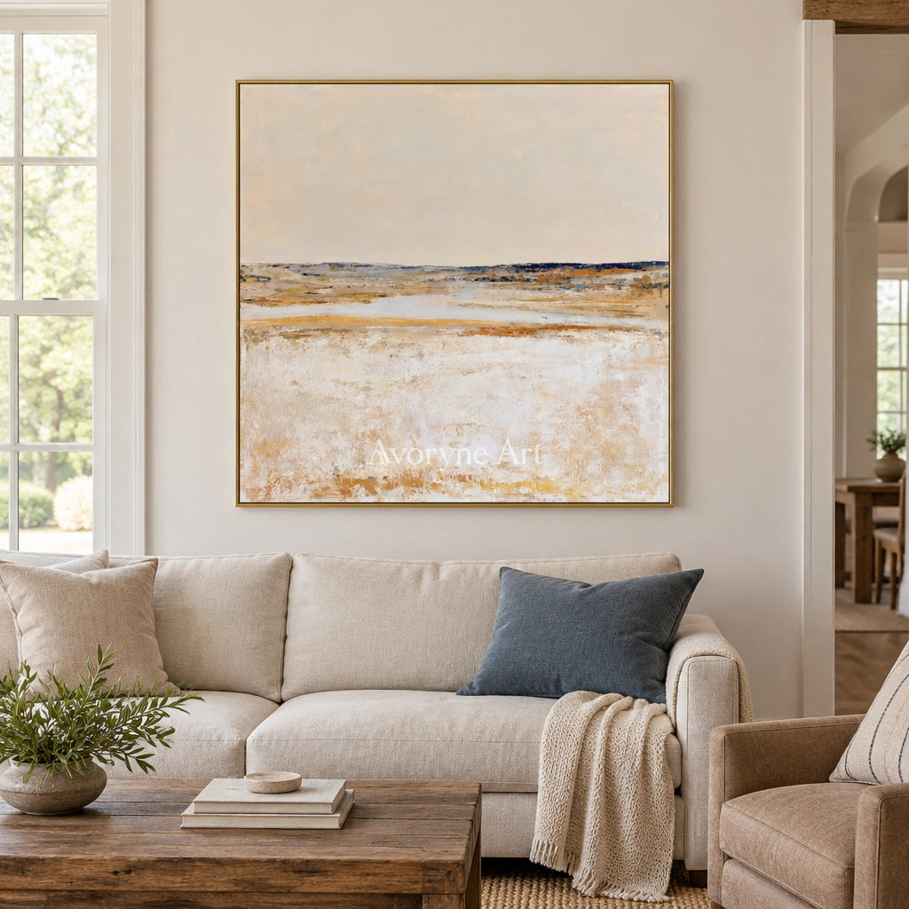 Ivory Gentle Drift: Neutral Wetland Art — living gold