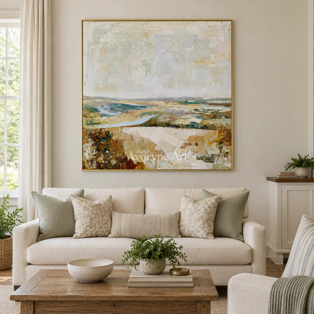 Ivory Gentle Interval: Neutral Wetland Art — living gold