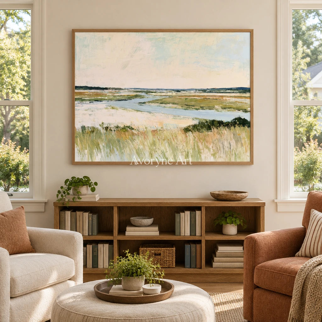 Ivory Gentle Verse: Neutral Wetland Art — villa wood