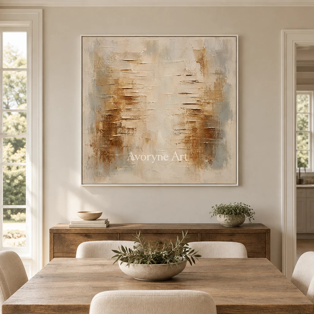 Ochrelow: Ochre Abstract Texture Wall Art — dining white