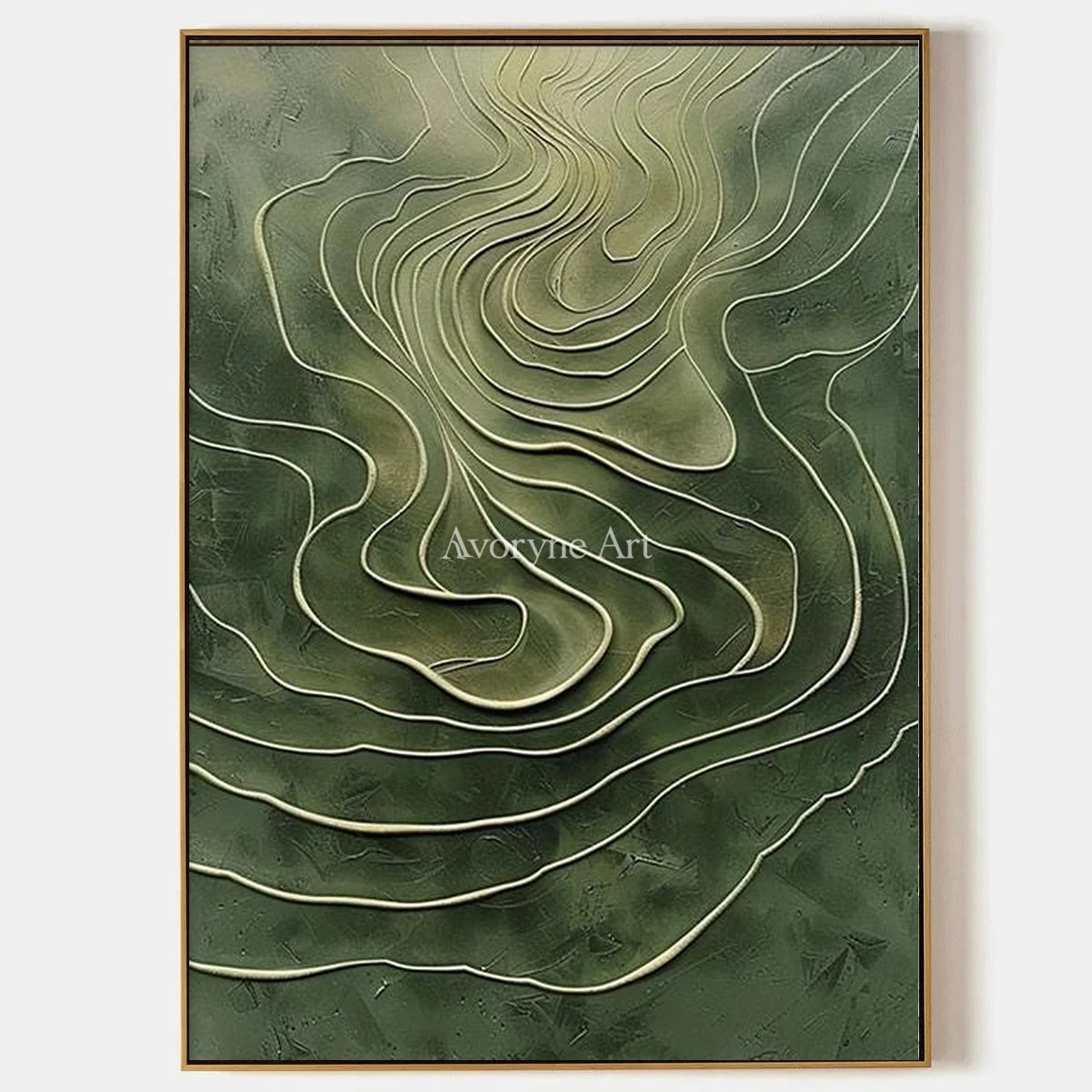 Aster Tracery: Olive Contour Art — primary