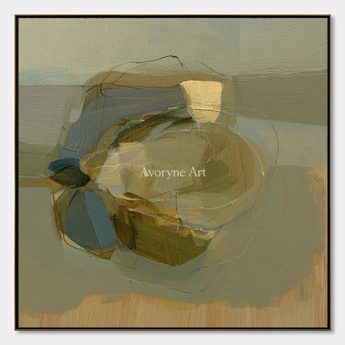 Ivory Quiet Refrain: Olive Layered Abstract — primary