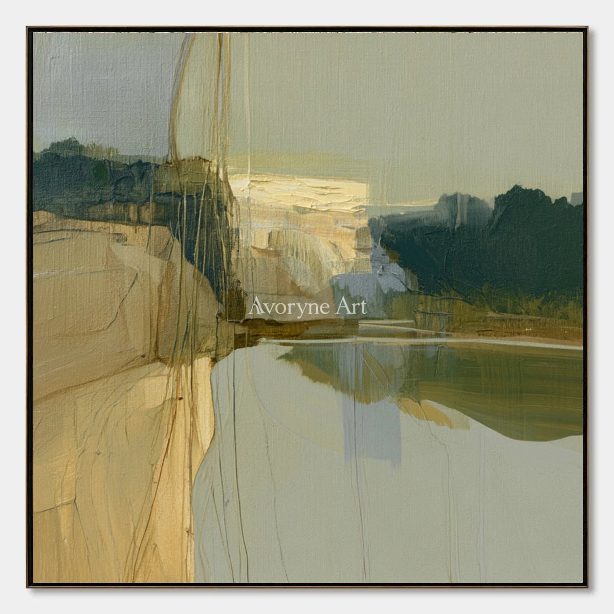 Ivory Quiet Rhythm: Olive Layered Abstract — primary