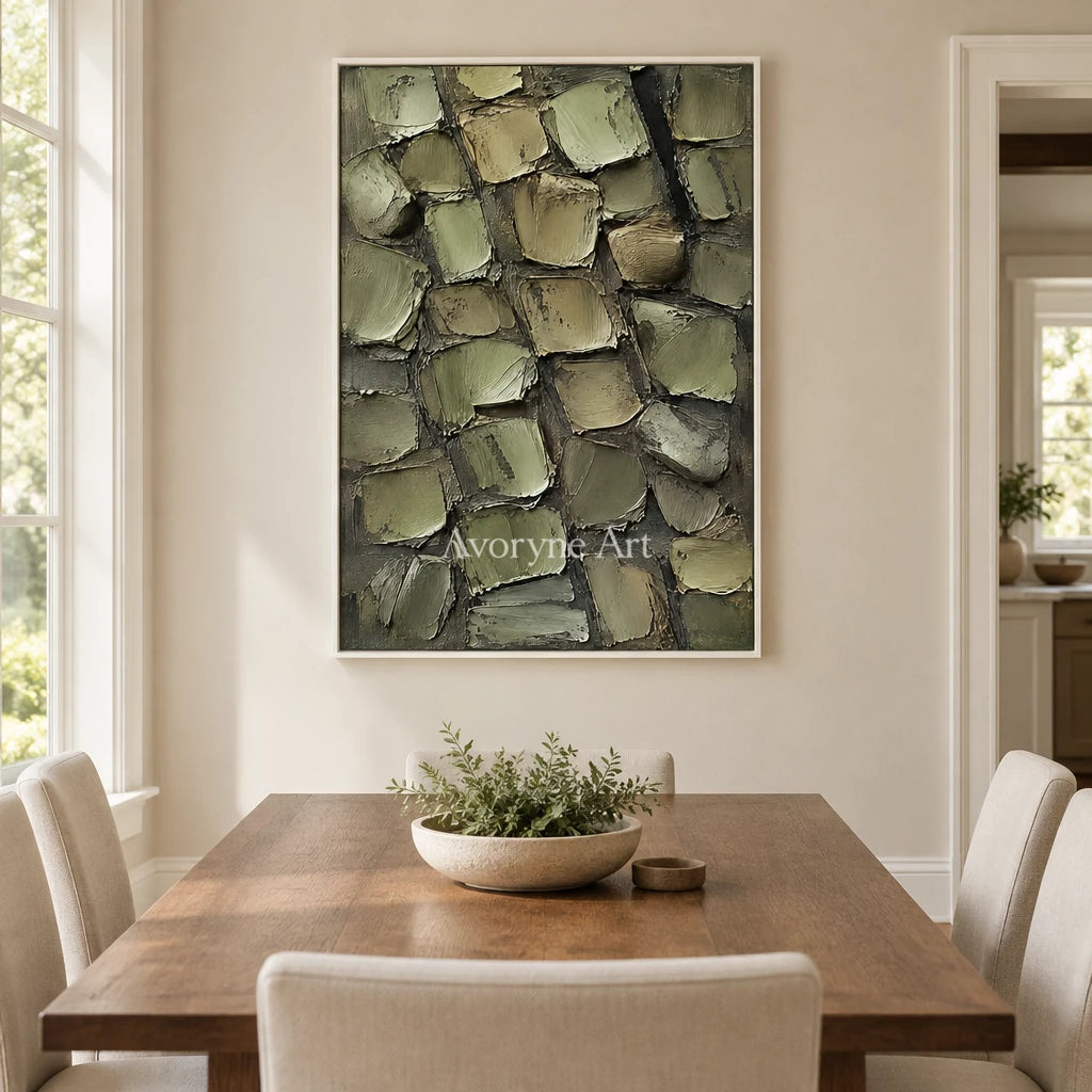 Olivara: Olive Textured Forms Wall Art — dining white