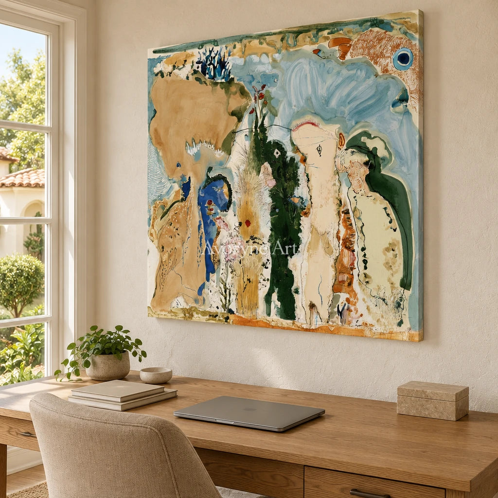 Ivory Painted Vista: Organic Botanical Art — office frameless