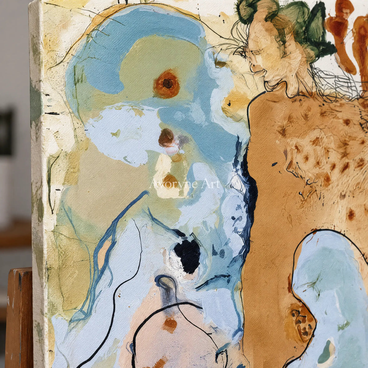 Ivory Painted Poem: Organic Botanical Art — detail easel