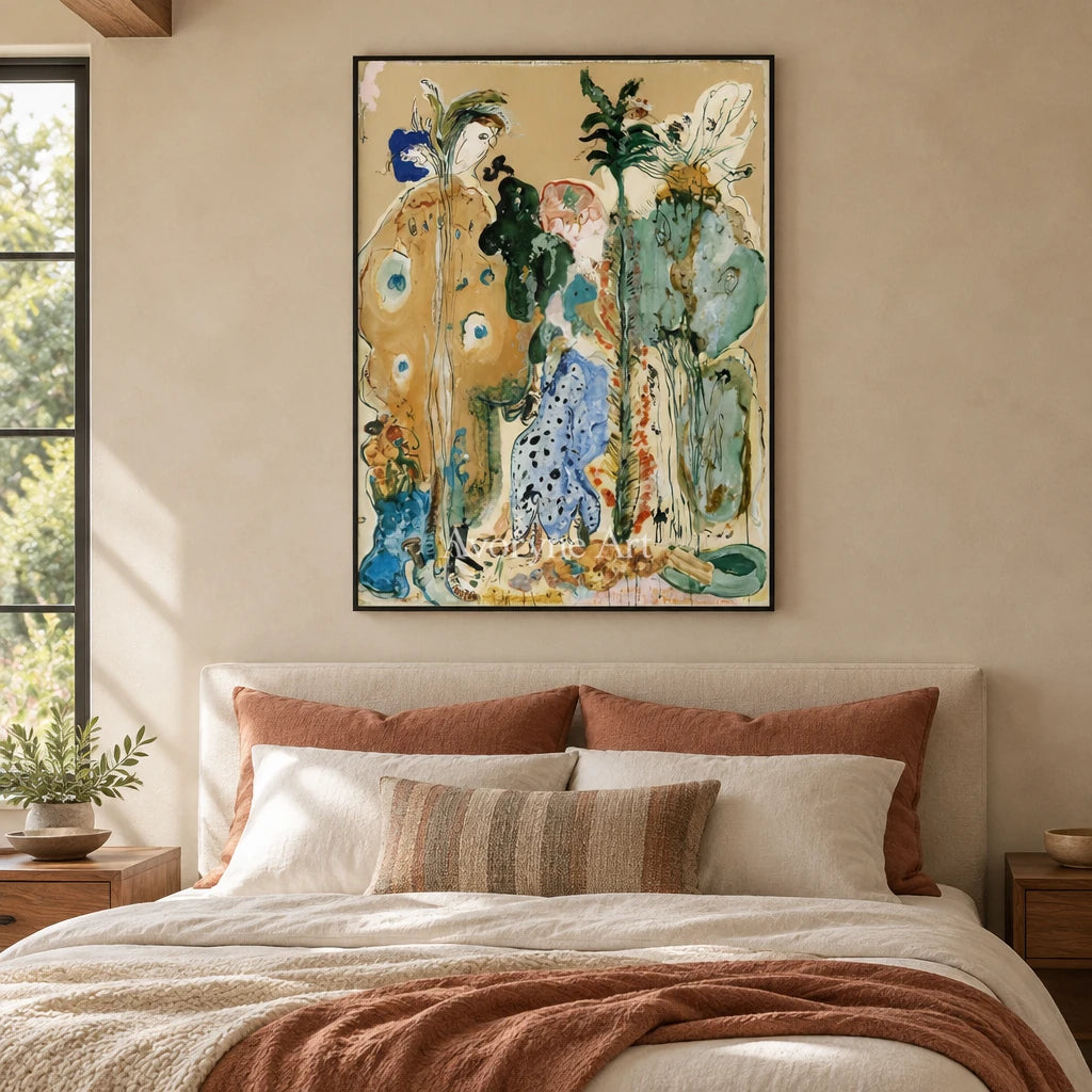 Ivory Painted Prelude: Organic Botanical Art — bedroom black