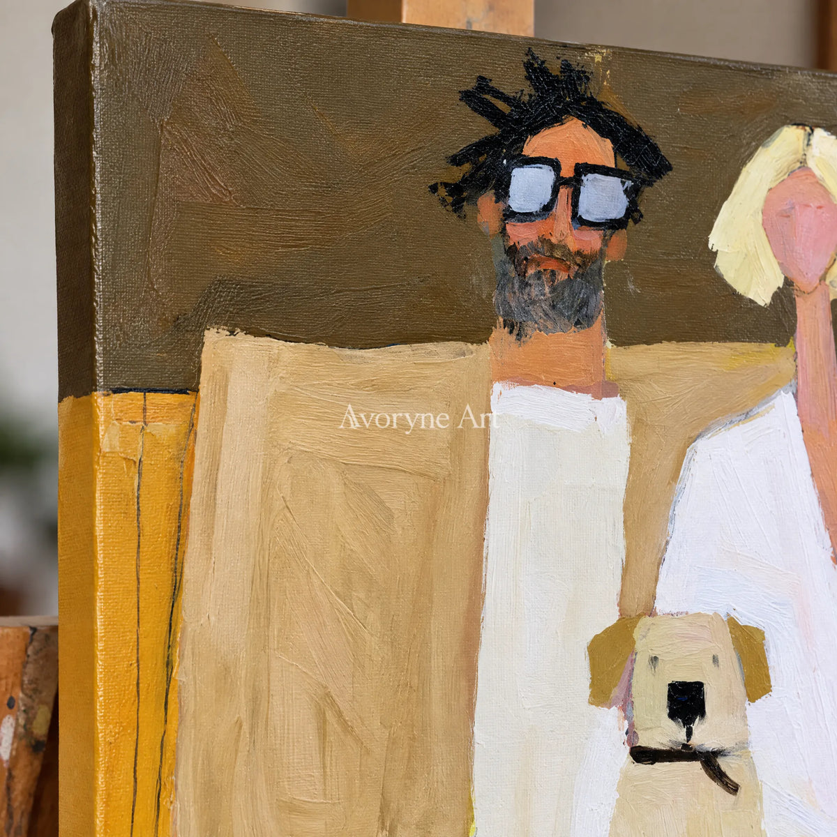 Ivory Quiet Memory: Paired Figure Art — detail easel