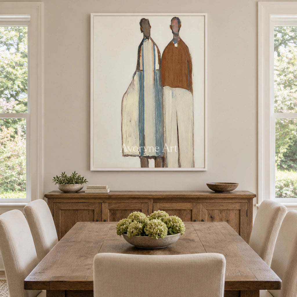 Ivory Gentle Poem: Paired Figure Art — dining white
