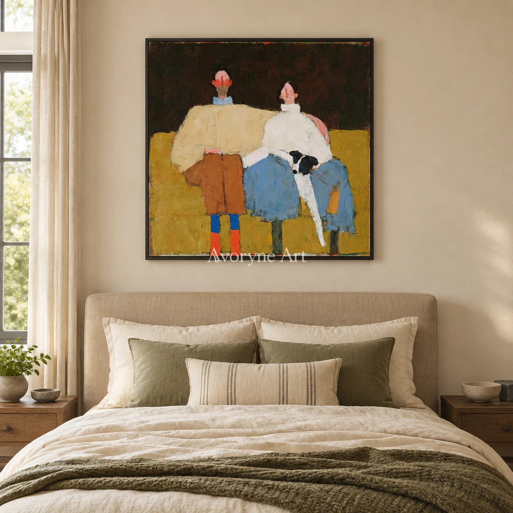 Ivory Gentle Prelude: Paired Figure Art — bedroom black