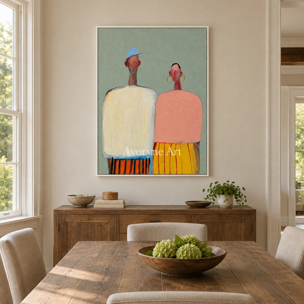 Ivory Amber Echo: Paired Figure Art — dining white