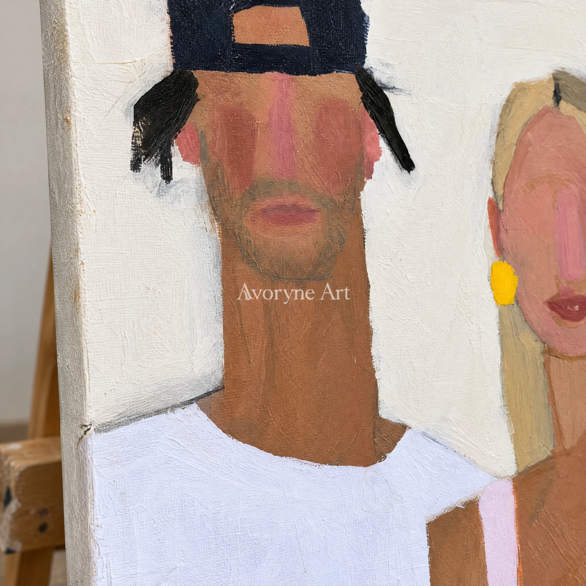 Ivory Amber Trace: Paired Figure Art — detail easel