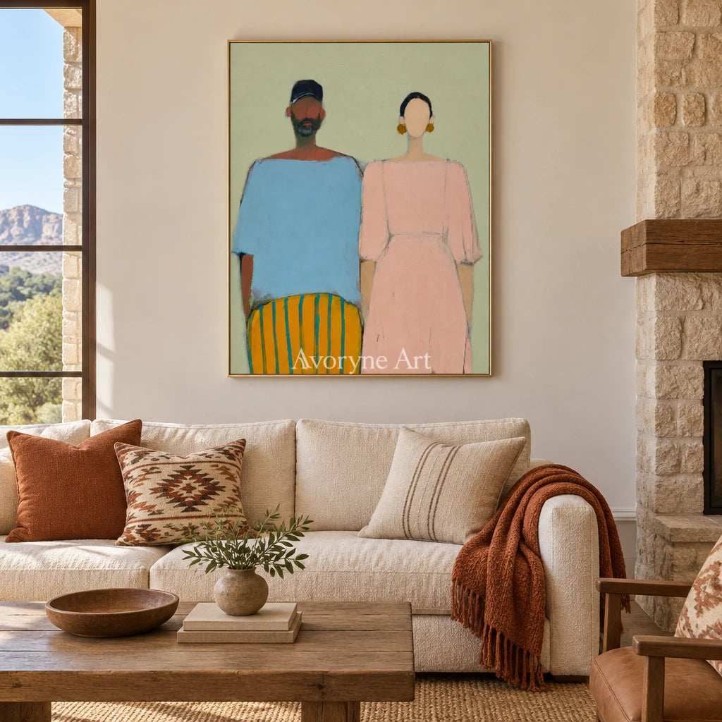 Ivory Amber Drift: Paired Figure Art — living gold