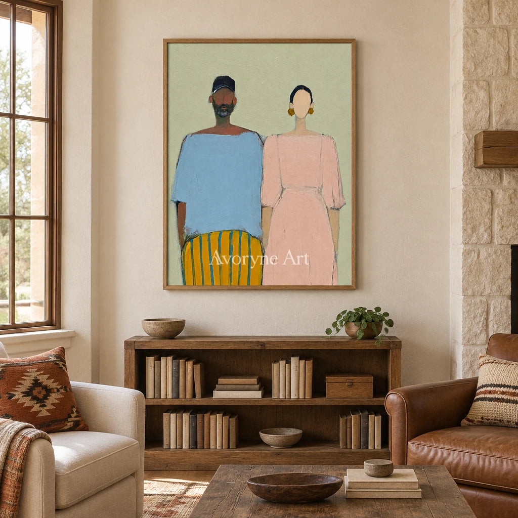 Ivory Amber Drift: Paired Figure Art — villa wood