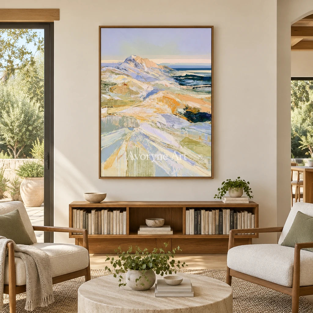 Ivory Gentle Trace: Pale Mountain Art — villa wood