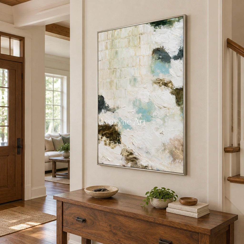 Ivory Winding Drift: Pale Texture Abstract — entry silver