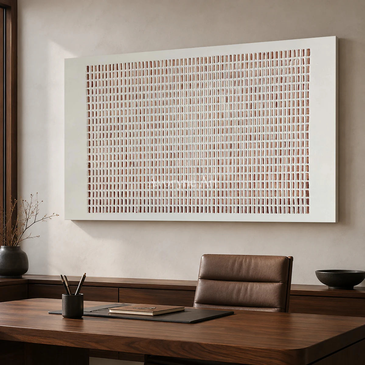 Terracotta Register: Panoramic Minimalist Grid Wall Art — office frameless