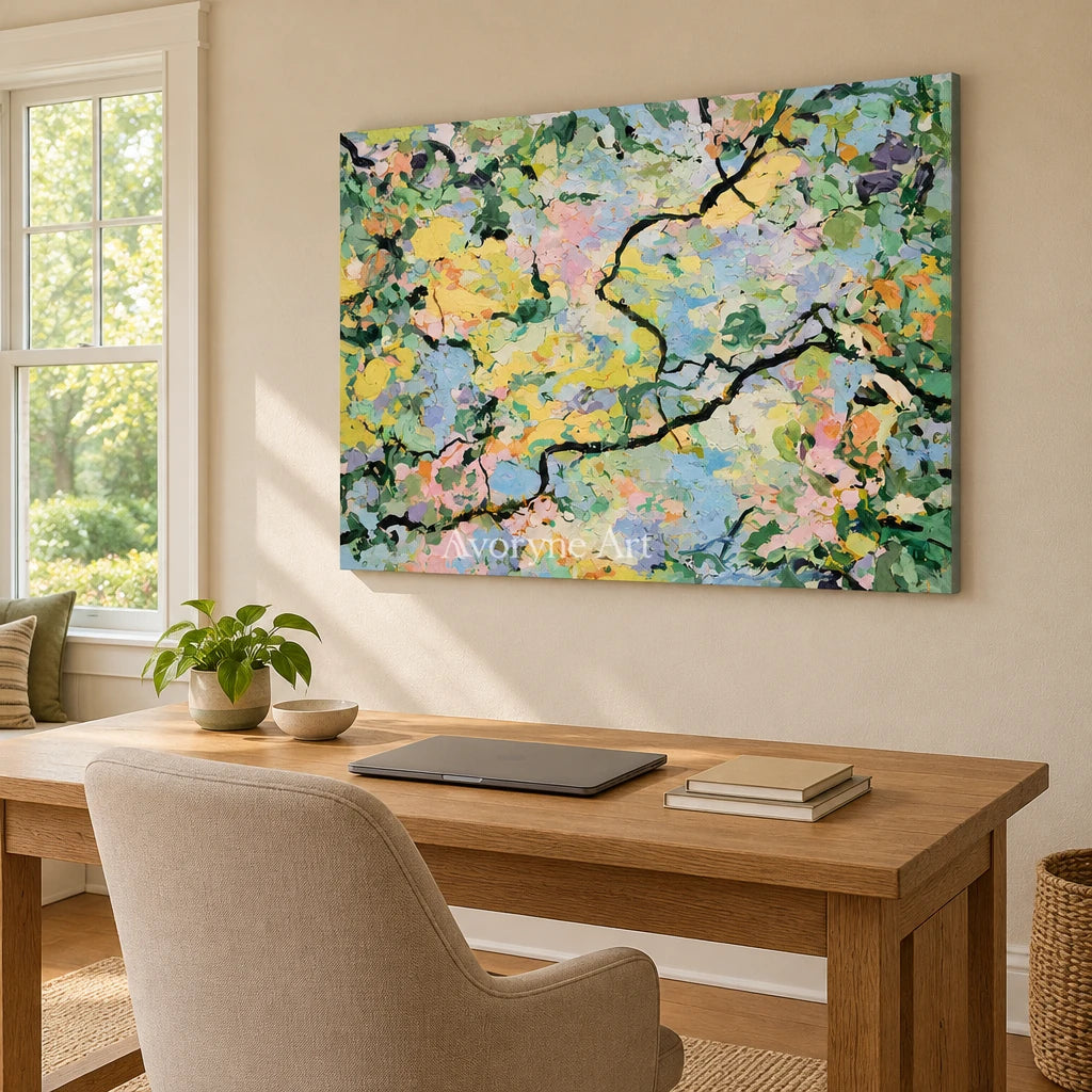 Ivory Open Passage: Pastel Blossom Art — office frameless
