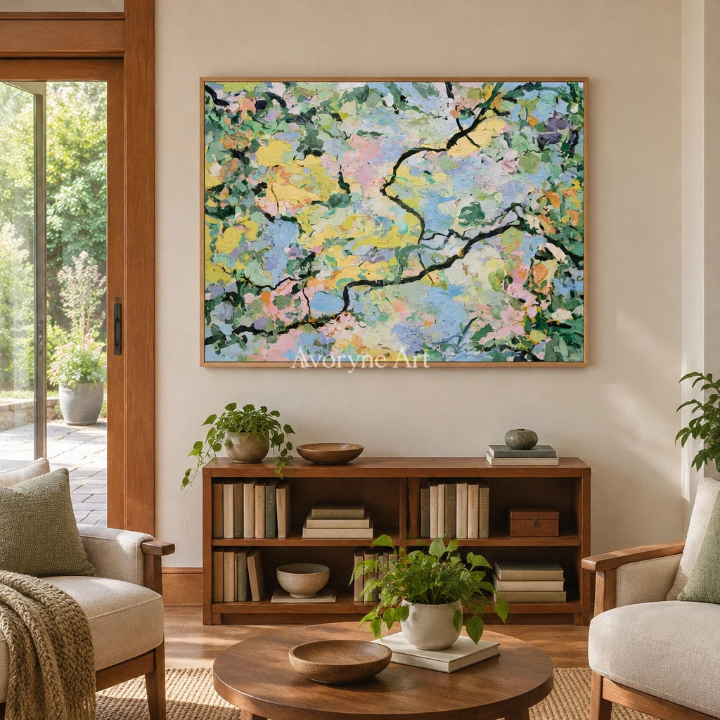 Ivory Open Passage: Pastel Blossom Art — villa wood