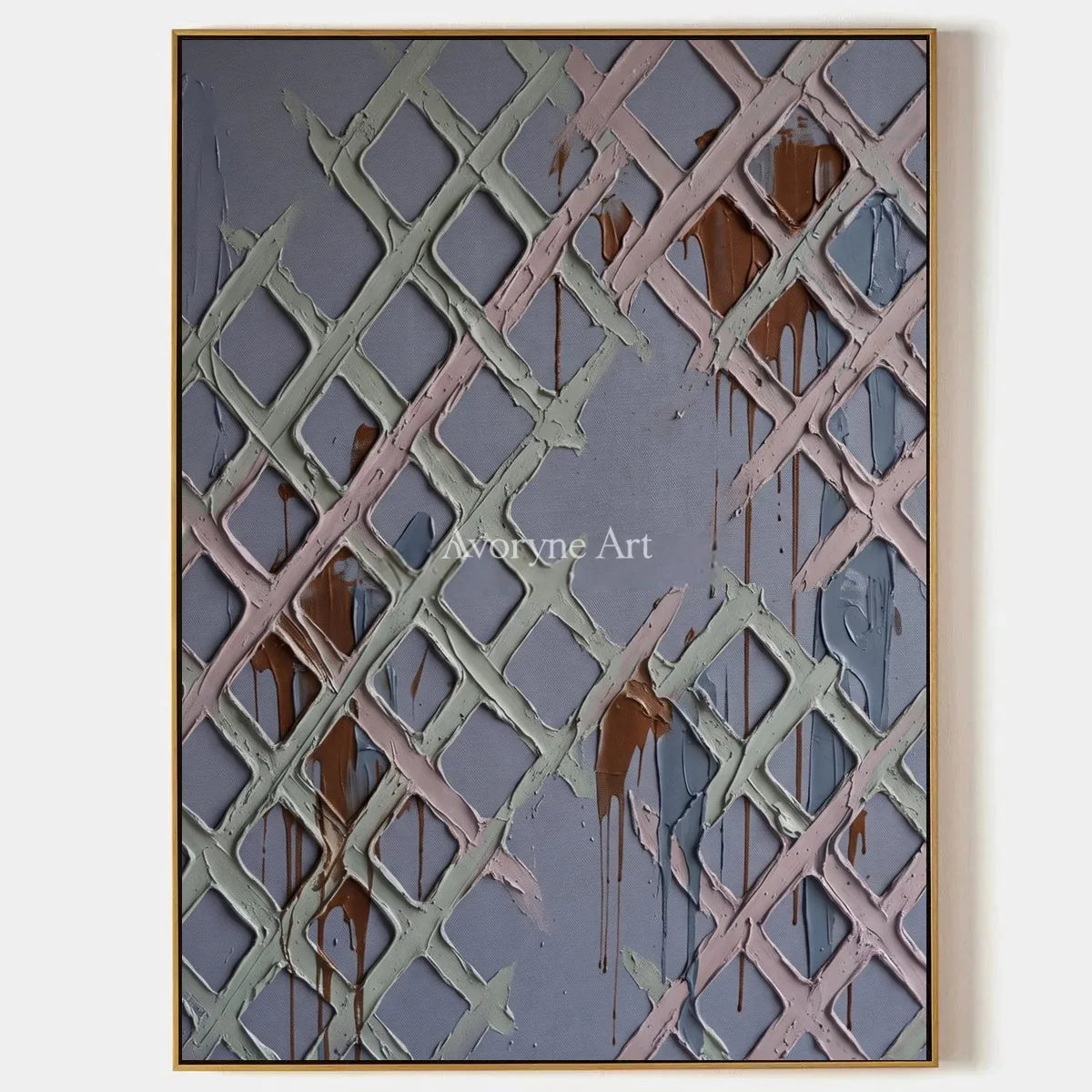Weathered Field, hand-painted pastel grid texture wall art by Lin Qiao