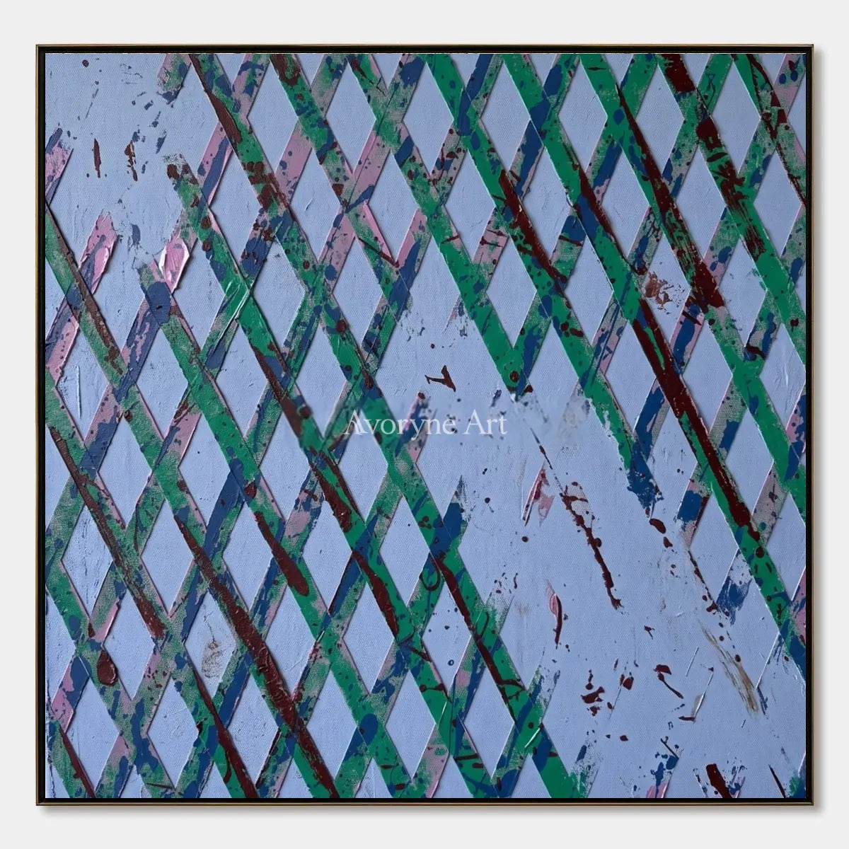 Earthen Haven, hand-painted pastel grid texture wall art by Lin Qiao